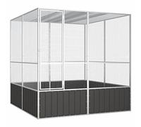 Homgoday Gabbia Uccelli Antracite 213,5x217,5x211,5 cm Acciaio Zincato