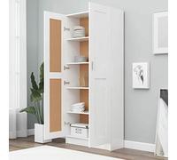 Homgoday Libreria Bianca, Armadietto Libreria Vetrina, Libreria Verticale Salvaspazio Libreria Scaffale, Libreria da Terra per Soggiorno Studio Camera Ufficio 82,5x30,5x185,5 cm in Legno Multistrato