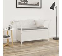 Homgoday Mobile Panca Bianca 107x45x75,5 cm Legno Massello di Abete, Panchina da Giardino, Panca Panchina da Balcone Resistente per Balcone, Giardino, Terrazza Decor da Mobili