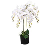 Homgoday Orchidea Artificiale con Vaso75 cm Bianca, Mobili per Casa Interno Esterno Soggiorno Camera da Letto