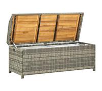 Homgoday Panca da Giardino con Vano Portaoggetti in Polyrattan Grigio, 120 cm, Funzionale e Moderna
