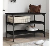 Homgoday Panca Panchina da Balcone,Panca Porta Scarpe Nera 70x38,5x49 cm in Legno Multistrato,Panca Panchina da Balcone,Panchina da Giardino,Resistente Panchina per Terrazza Enterno