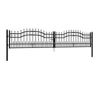 Homgoday Recinzione Cancello con Punta a Nera 406x120cm Acciaio, Cancello per Giardino, Cancello per Recinzione da Esterno con Serratura, Pedonale Barriera per Cortile Cancelletto da Giardino