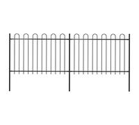 Homgoday Recinzione da giardino con cerchio superiore in acciaio, 3,4 x 1,2 m, nero, pannello di recinzione da giardino, protezione dal vento
