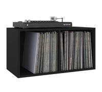 Homgoday Scatola Portaoggetti per Dischi in Vinile, Espositore Multimediale, Armadio, Soggiorno, Mobili da Trasporto, Nero, 71 x 34 x 36 cm, in Legno