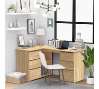 Homgoday Scrivania angolare a L, scrivania con libreria e cassetto, scrivania per Computer, scrivania da Lavoro, scrivania da Lavoro, per casa, Rovere Sonoma, 145 x 100 x 76 cm, in Legno ingegn A