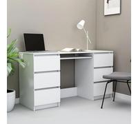 Homgoday Scrivania bianca 140 x 50 x 77 cm, in legno ingegnerizzato, scrivania per ufficio, scrivania per computer, postazione di lavoro, studio, scrivania da lavoro per casa, ufficio, camera da letto