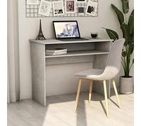 Homgoday Scrivania Grigio Cemento 90x50x74 cm in Truciolato, Scrivania per Computer, Studio e Gaming