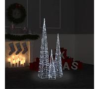 Homgoday Set Coni Luce LED Acrilico Decorativo Bianco Freddo 60/90/120cm, Decorazioni Natalizie, Decori Natalizi, Decorazioni Natalizie per Esterno