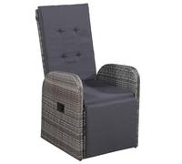 Homgoday Set da Bistrot 3 Pezzi con Cuscini in Polyrattan Grigio, Moderno e Funzionale