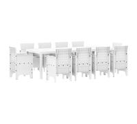 Homgoday Set da Pranzo da Giardino 11 pcs Bianco 250 x 100 x 73 cm