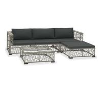 Homgoday Set Divani da Giardino 5 Pezzi con Cuscini in Polyrattan Grigio - Stile e Funzionalit¨¤