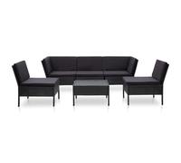 Homgoday Set Divani da Giardino 6 Pezzi con Cuscini in Polyrattan Nero, Lussuoso e Confortevole