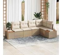 Homgoday Set Divano da Giardino 5 PCS Beige e Panna 264 x 154 x 85 cm