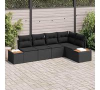 Homgoday Set Divano da Giardino 5 PCS Nero 264 x 154 x 85 cm Poly Rattan