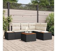 Homgoday Set Divano da Giardino 5 PCS Nero e Crema 209 x 154 x 85 cm