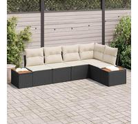 Homgoday Set Divano da Giardino 5 PCS Nero e Crema 264 x 154 x 85 cm
