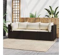 Homgoday Set Mobili da Giardino 3 pz con Cuscini, Modulare Divani per Esterno da Giardino, Divano Letto Sofà, Divanoletto Divano Moderno, Divano Salotto Divano Terrazzo Marrone in Polyrattan