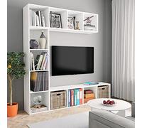 Homgoday Set Mobili Libreria/Porta TV 3 pz Bianco 180x30x180 cm, Armadietto Libreria Vetrina, Libreria Verticale Salvaspazio Scaffale, Libreria da Terra per Soggiorno Studio