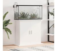Homgoday Supporto per acquario con 4 scomparti, ante per acquario, mobiletto, armadietto, colore bianco, 81 x 36 x 73 cm, materiale in legno