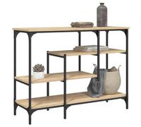 Homgoday Tavolino Consolle con Ripiani Rovere Sonoma 100x35x75 cm, Armadietto Libreria Vetrina, Libreria Verticale Salvaspazio Scaffale, Libreria da Terra per Soggiorno Studio n