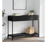 Homgoday Tavolo consolle per divano, corridoio, tavolo d'ingresso con 1 cassetto, tavolo per ingresso, soggiorno, corridoio, nero, 100 x 34,5 x 75 cm, in legno