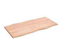 Homgoday Tavolo in legno di quercia marrone chiaro, 100 x 50 x 2 cm, legno massiccio trattato, design con bordo vivo, tavolo da caffè, tavolo da pranzo, superficie scrivania, mobili versatili