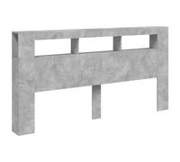 Homgoday Testiera LED Grigio Cemento 200x18,5x103,5cm Legno Multistrato, Testiera Letto LED, Testiera del Letto Matrimoniale con Scaffale Scaffali Mensole,Schienale per Letto E Divano Decorazione Casa