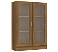 Homgoday Vetrine, libreria moderna con ante in vetro, armadietto autoportante per soggiorno, credenza da ufficio, scaffalatura in rovere marrone, 82,5 x 30,5 x 115 cm, legno ingegnerizzato