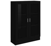 Homgoday Vetrine, libreria moderna con ante in vetro, armadietto autoportante per soggiorno, ufficio, scaffalatura nera, 82,5 x 30,5 x 115 cm, in legno ingegnerizzato