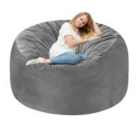 Homguava Poltrona a sacco da 1,5 m: grande poltrona a sacco con imbottitura in memory foam, grande poltrona a sacco morbida con rivestimento in velluto olandese, 1,5 m (127,7 x 127,7 x 66 cm) - grigio