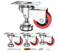 Homhoo Ruote girevoli con piastra di livellamento da 7,6 cm, con piedini di livellamento anti-vibrazione regolabili, resistenti, per banco da lavoro, attrezzature per macchine, mobili, set di 4 pezzi