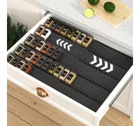 Homhut Scaffale portaspezie con cassetto a 5 ripiani, organizer per spezie, cassetto per spezie, cassetto da 33 cm a 62 cm, organizer per cucina, piano di lavoro, armadio, scaffale