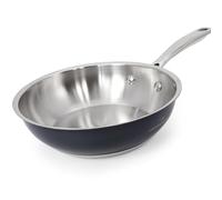 HOMICHEF 24 CM Padella per Friggere in Acciaio Inox Senza Nichel - Piano Cottura a Induzione per Wok Grigio Navy Senza Rivestimento - Padelle Atossiche per Fornelli