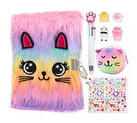 homicozy Diario Segreto Bambina, 9 Pcs Peluche Quaderno Set con Lucchetto, 160 Pagine A5 Privato Diario, Taccuino Cancelleria Set con 4 Giocattoli Silicone, 6-colori Penna, Regalo Ragazza 5-12 Anni