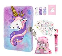 homicozy Diario Segreto Bambina con Lucchetto, 13pcs Unicorno Cancelleria Peluche Diario, Taccuino Privato con 6 Colori Penna, Adesivi, Segnalibro, 160 Pagine A5 Quaderno, Ragazza Regalo 6-10 Anni