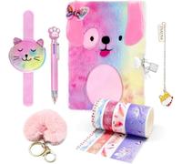 homicozy Diario Segreto Bambina, taccuino con chiave e lucchetto per bambine, taccuino privato con borsetta, penna multicolore, nastro adesivo decorativo, segnalibro, portachiavi peloso per ragazze