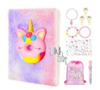Homicozy Diario Segreto Bmabina per Ragazze, Squishy Unicorn Diario con Lucchetto, Fluffy Notebook e Stationary Set per Ragazze, Bloccabile Journal con Chiavi Unicorn Gift Set per Ragazze 6-12 Anni