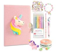 Homicozy Diario Segreto Ragazze, Diario Segreto per Bambini con Auricolari e Cancelleria, Notebook con serrature per 7 8 9 10 Anni Ragazze, Regalo di Compleanno per Bambini (unicorn 1)