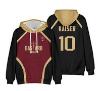 Homidam Unisex Cosplay Anime Blue Lock Manica Lunga Felpa con Cappuccio Cosplay con Canguro Tasca(Black 10 Kaiser,L)