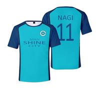 Homidam Unisex Cosplay Anime Blue Lock T-Shirt a Maniche Corte Costume Girocollo Noveltà Cosplay Tees Tops(Blue 11 Nagi,S)