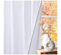 HOMIDATE Set di 2 tende in cotone bianco, 127 x 160 cm, tende testurizzate per finestre, pannelli filtranti della luce, morbide ed eleganti decorazioni per la casa