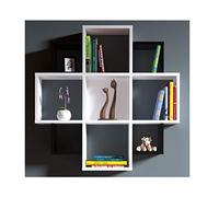 HOMIDEA BLOOM - Scaffale da parete - Mensola da parete - Libreria - Scaffale decorativo per soggiorno design moderno (Bianco/Nero)