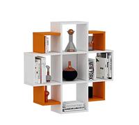 HOMIDEA BLOOM - Scaffale da parete - Mensola da parete - Libreria - Scaffale decorativo per soggiorno design moderno (Bianco/Arrancione)