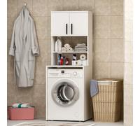 HOMIDEA MIA Mobile armadio per lavatrice - Mobile alto per il bagno con scaffali 182 x 65 x 60 cm (Bianco)