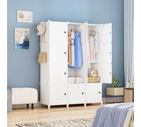 HOMIDEC Armadio modulare, guardaroba portatile a 12 scomparti per camera da letto con asta appendiabiti, più profondi e adatti per grucce.
