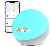 Homidy Luce notturna con orologio, sveglia per bambini, addormentatore, sveglia OK to Wake, rumore bianco per cameretta dei bambini o ciucci, camera dei bambini, batteria integrata, App Controllo