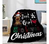 Homiehug Just A Girl Who Loves Christmas - Coperta morbida e accogliente per pisolino, letto, divano, decorazione per la casa, Babbo Natale, per tutte le stagioni, leggera, 76,2 x 101,6 cm, per