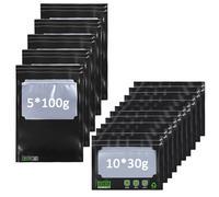 Homiflex 15 sacchetti riutilizzabili - 10 x 30 g + 5 x 100 g, sacchetti ermetici con controllo dell'umidità integrato (58-62%) RH, ossigeno e protezione UV