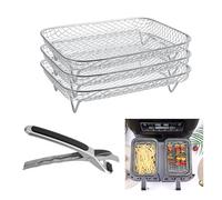 Homiflex Set di Griglia per Friggitrice ad Aria, 3 Livelli in Acciaio Inox 304 Accessori Friggitrice ad Aria con Clip - Compatibile con AF300UK, Air Fryer Doppi, Forni, Disidratatori